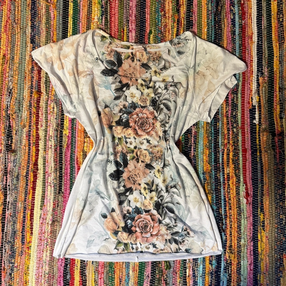 Vintage Y2K Fairy Rose Floral Top – Size PS